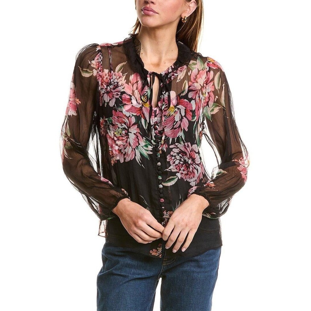 JADE Johnny Was Jaycee Blouse‎ Size PL Juliette Floral Sheer Peasant NWT $255
